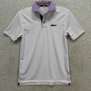 Greyson Polo Shirt Boys XL Purple White Striped Short Sleeve Golf Performance